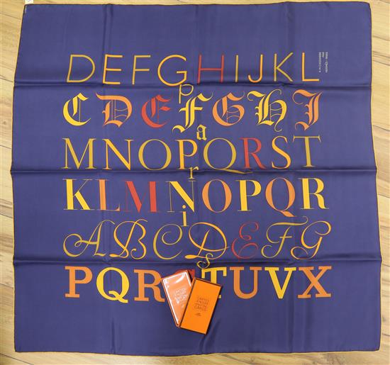 A Hermes scarf and knotting cards, all boxed